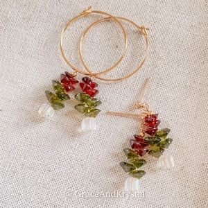 Christmas tree zircon earrings, Christmas gift